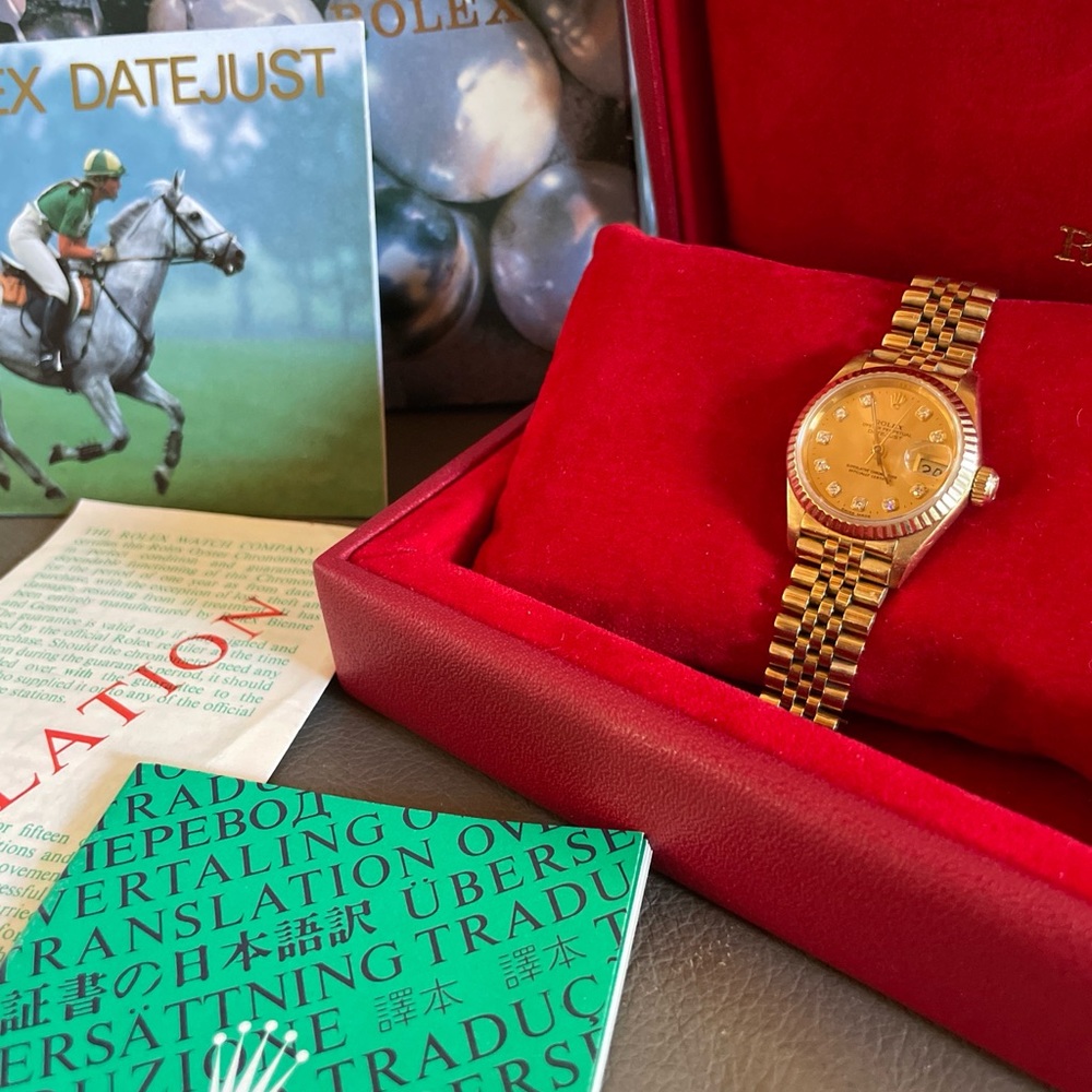 Rolex yellow gold, diamond dial, date-just 69178